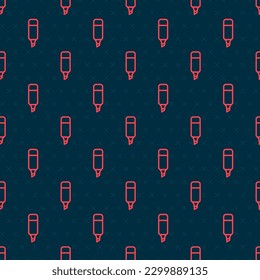 Icono de lápiz Marcador de línea roja aislado patrón transparente en fondo negro.  Ilustración vectorial