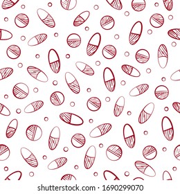 Red Line Medicine Pill Or Tablet Icon Isolated Seamless Pattern On White Background. Capsule Pill And Drug Sign. Pharmacy Design. Vector Illustration