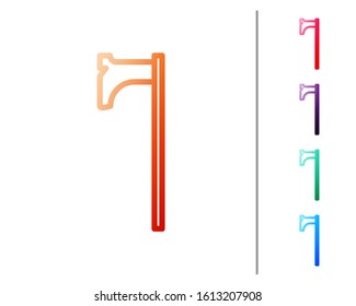 Red line Medieval axe icon isolated on white background. Battle axe, executioner axe. Medieval weapon. Set color icons. Vector Illustration