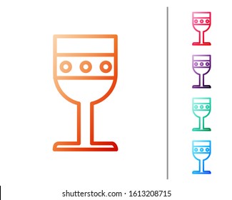 Red line Medieval goblet icon isolated on white background. Set color icons. Vector Illustration