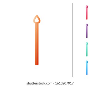 Red line Medieval spear icon isolated on white background. Medieval weapon. Set color icons. Vector Illustration