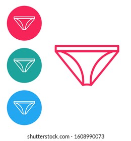 Red line Men underpants icon isolated on white background. Man underwear. Set icons in circle buttons. Vector Illustration