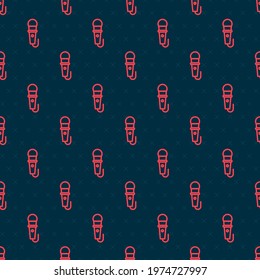 Red line Microphone icon isolated seamless pattern on black background. On air radio mic microphone. Speaker sign.  Vector Illustration