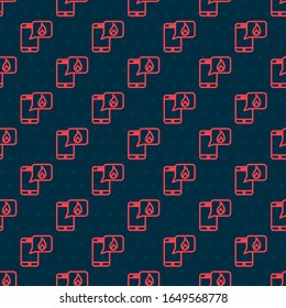 Red line Mobile phone with emergency call 911 icon isolated seamless pattern on black background. Police, ambulance, fire department, call, phone.  Vector Illustration