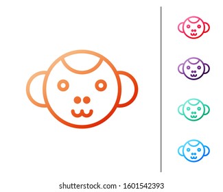 Red line Monkey zodiac sign icon isolated on white background. Astrological horoscope collection. Set color icons. Vector Illustration