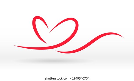 Red line motion heart wave abstract background