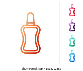 Red line Nail polish bottle icon isolated on white background. Set color icons. Vector Illustration