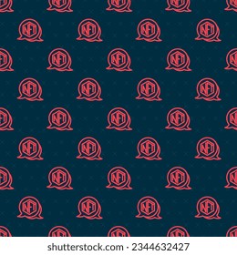 Red line NFT Digital crypto art icon isolated seamless pattern on black background. Non fungible token.  Vector