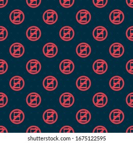 Red line No barrel for gasoline icon isolated seamless pattern on black background. Diesel gas icon.  Vector Illustration