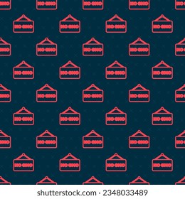 Red line No GMO icon isolated seamless pattern on black background. Genetically modified organism acronym. Dna food modification.  Vector