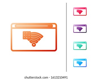 Red line No Internet connection icon isolated on white background. No wireless wifi or sign for remote internet access. Set color icons. Vector Illustration