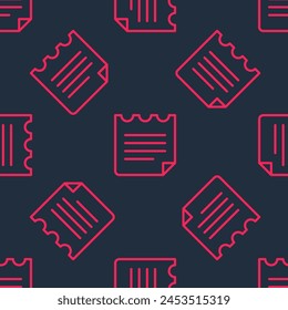 Red line Notebook icon isolated seamless pattern on black background. Spiral notepad icon. School notebook. Writing pad. Diary for school.  Vector