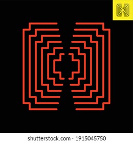 The red line is offset several times resulting in a 3-dimensional illusion image and is isolated on a black background.
Vector EPS8, suitable for logo, pattern elements, surface design, block printing