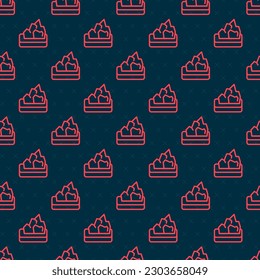 Red line Ore mining icon isolated seamless pattern on black background.  Vector