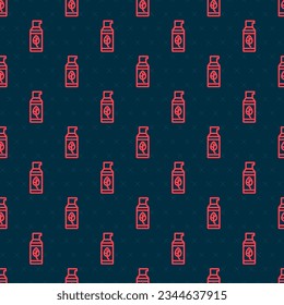 Red line Organic cosmetic icon isolated Red line background. Body care products.  Vector