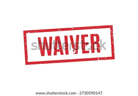 red line outline grunge rectangular stamp with waiver text for minimal legal document identification marking