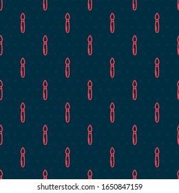 Red line Paint brush icon isolated seamless pattern on black background.  Vector Illustration