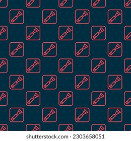 Red line Paint brush icon isolated seamless pattern on black background. For the artist or for archaeologists and cleaning during excavations.  Vector