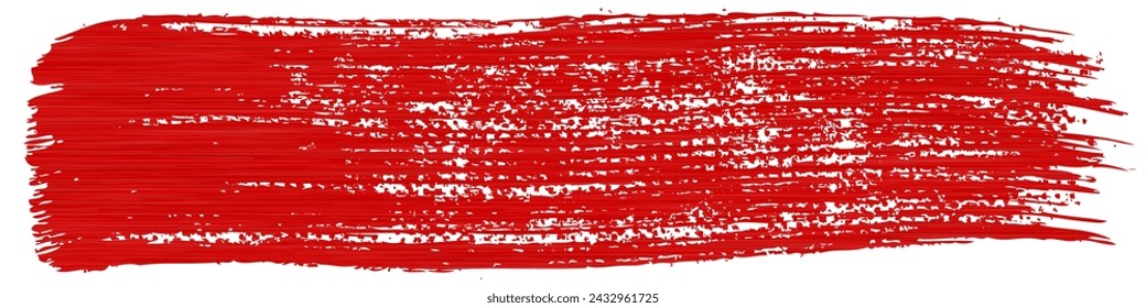 Red line of paint isolated, red smear on transparent background