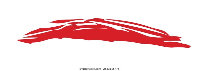 Red line of paint isolated, red smear