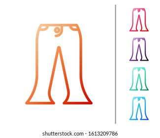 Red line Pants icon isolated on white background. Set color icons. Vector Illustration