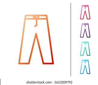 Red line Pants icon isolated on white background. Set color icons. Vector Illustration