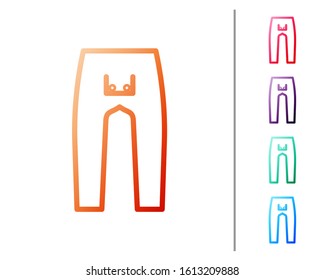 Red line Pants icon isolated on white background. Set color icons. Vector Illustration