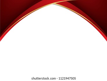 Red line paper abstract background curve with white space for text background vector design.