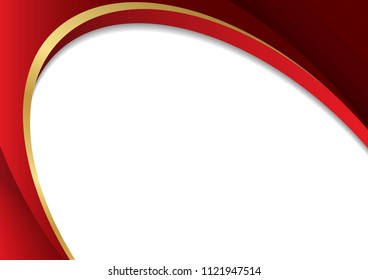 Red line paper abstract background curve with white space for text background vector design.