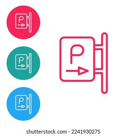 Red line Parking icon isolated on white background. Street road sign. Set icons in circle buttons. Vector