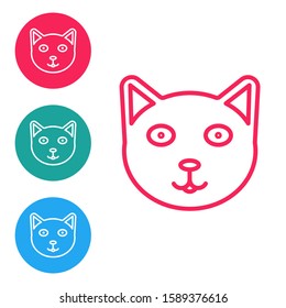 Red line Pet icon isolated on white background. Set icons in circle buttons. Vector Illustration