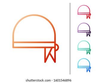 Red line Pirate bandana for head icon isolated on white background. Set color icons. Vector Illustration
