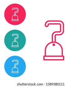 Red line Pirate hook icon isolated on white background. Set icons in circle buttons. Vector Illustration