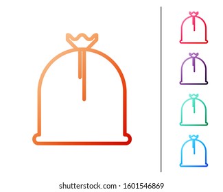 Red line Pirate sack icon isolated on white background. Set color icons. Vector Illustration