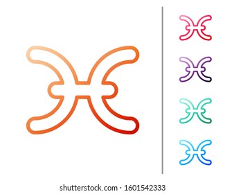 Red line Pisces zodiac sign icon isolated on white background. Astrological horoscope collection. Set color icons. Vector Illustration