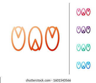 Red line Pistachio nuts icon isolated on white background. Set color icons. Vector Illustration