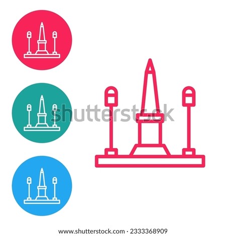 Red line Place De La Concorde in Paris, France icon isolated on white background. Set icons in circle buttons. Vector