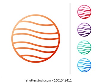Red line Planet Jupiter icon isolated on white background. Set color icons. Vector Illustration