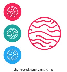 Red line Planet Venus icon isolated on white background. Set icons in circle buttons. Vector Illustration