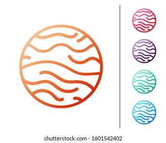 Red line Planet Venus icon isolated on white background. Set color icons. Vector Illustration
