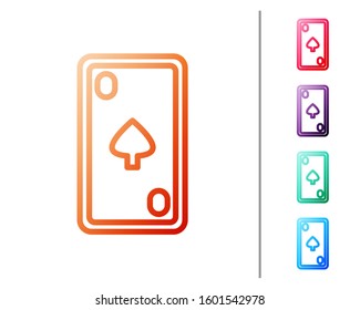 Red line Playing card with diamonds symbol icon isolated on white background. Casino gambling. Set color icons. Vector Illustration