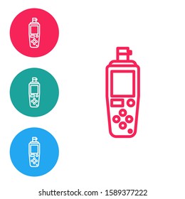 Red line Portable sensor icon isolated on white background. Set icons in circle buttons. Vector Illustration