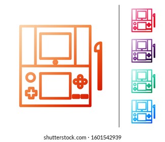 Red line Portable video game console icon isolated on white background. Gamepad sign. Gaming concept. Set color icons. Vector Illustration