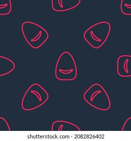 Red line Pouf icon isolated seamless pattern on black background. Soft chair. Bag for the seat. Comfortable furniture armchair.  Vector
