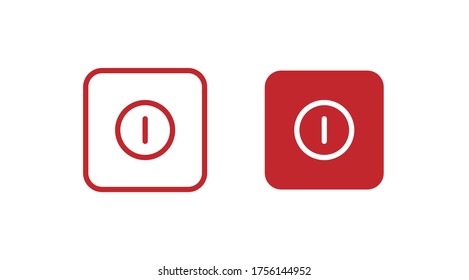 Red and line power button for your design. Off isolated vector concept in flat style.