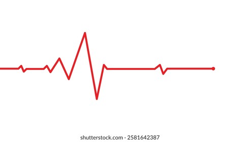 Red Line Pulse Vector. Emergency. Heartbeat. Heart Monitor. Electrocardiogram.