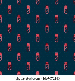 Red line Quiver with arrows icon isolated seamless pattern on black background.  Vector Illustration