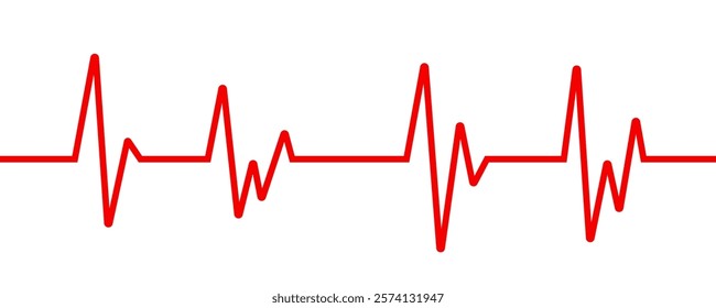 Red line rate heartbeat on white. Medical monitor heart beat and rhythm. Electrocardiogram heart sign symbol. Vector Illustration EPS10