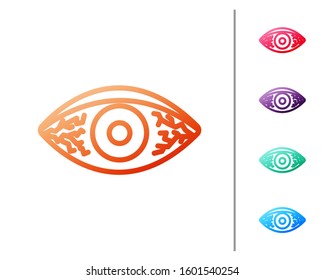 Red line Reddish eye due to viral, bacterial or allergic conjunctivitis icon isolated on white background. Set color icons. Vector Illustration