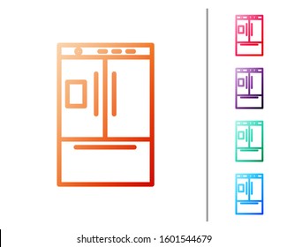 Red line Refrigerator icon isolated on white background. Fridge freezer refrigerator. Household tech and appliances. Set color icons. Vector Illustration